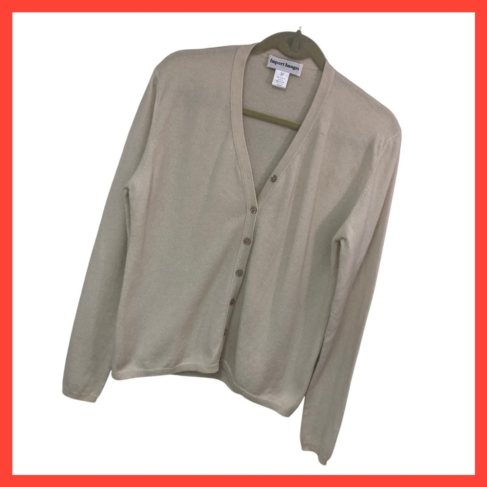 Y2K Vintage Import Images 100% Cashmere Cardigan Sweater Capsule Minimalist M